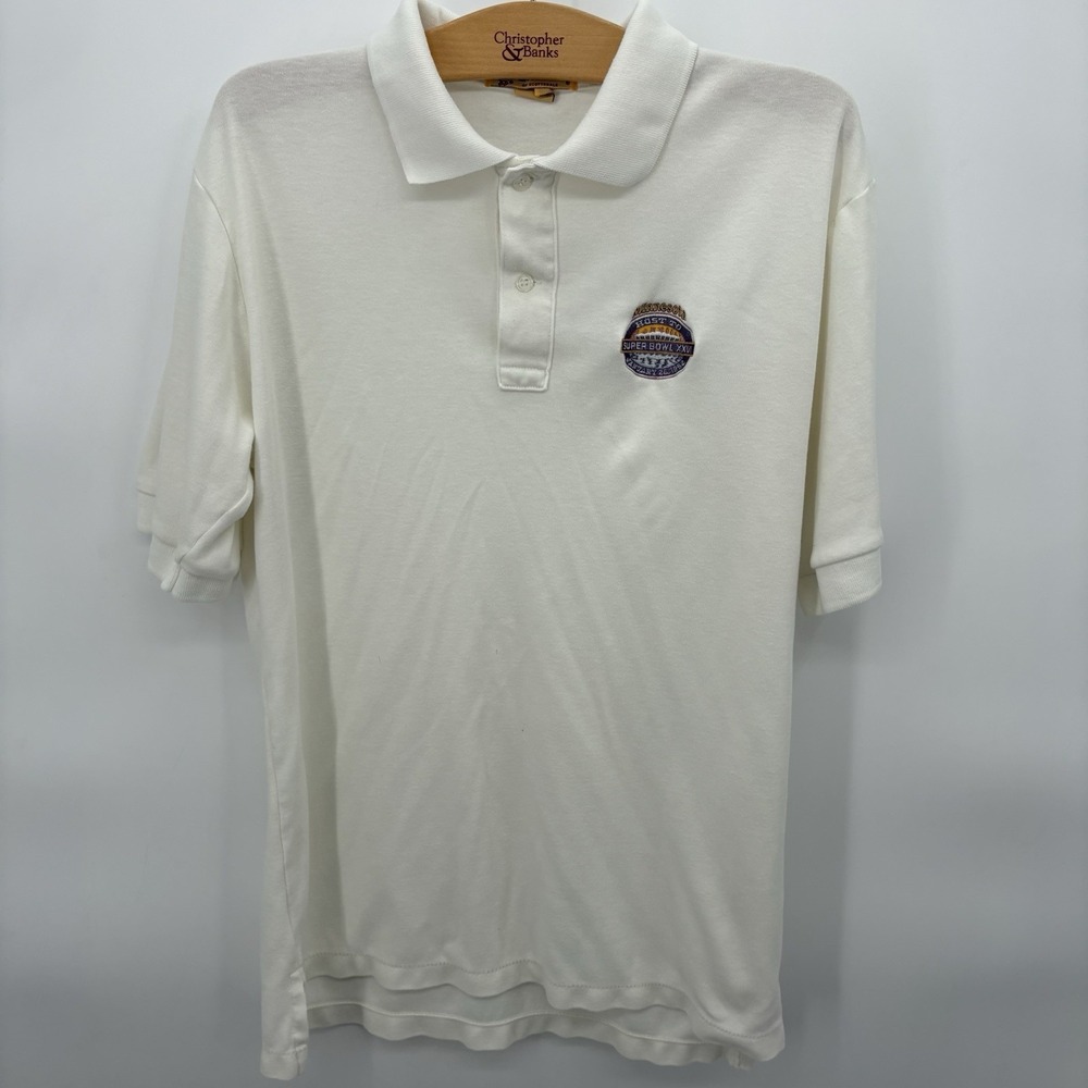 Vintage Super Bowl XXVI 1992 MN Host White‎ Polo Size Large